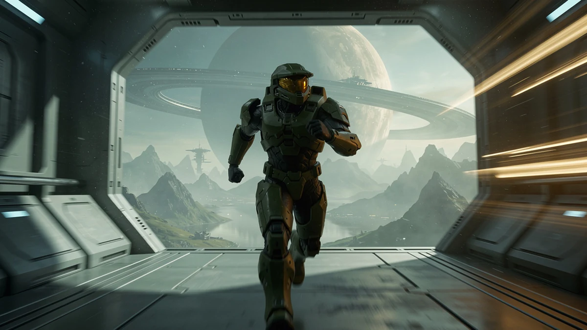 Jefe Maestro corriendo en el remake Halo: Campaign Evolved