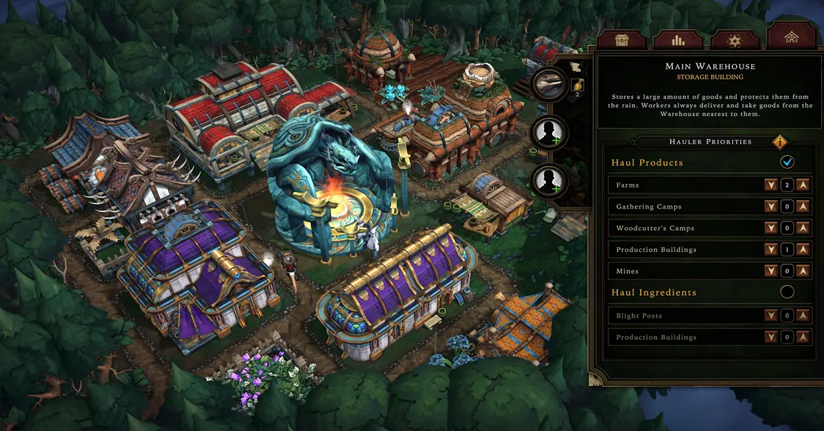 Resource management interface in Against the Storm