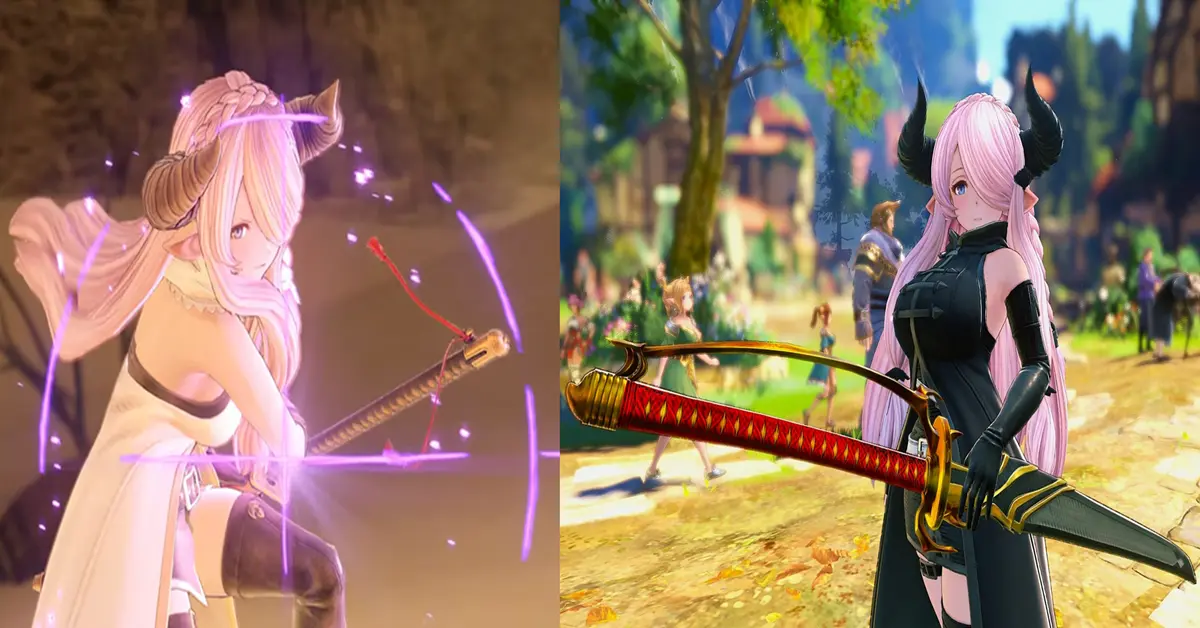 Comparison of standard gameplay and deluxe edition cosmetic armor sets in Granblue Fantasy Relink