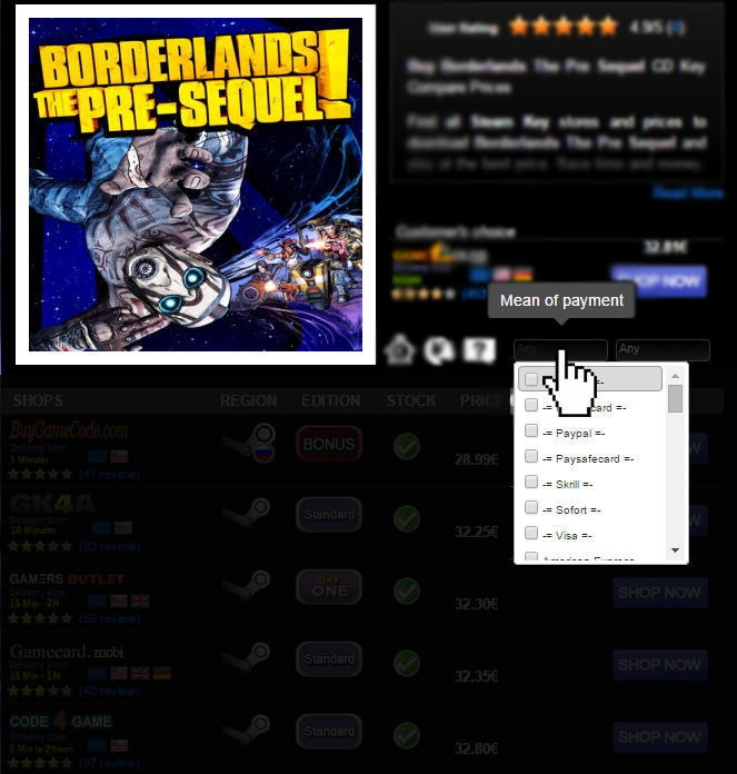 Buy Borderlands The Pre Sequel CD KEY Compare Prices