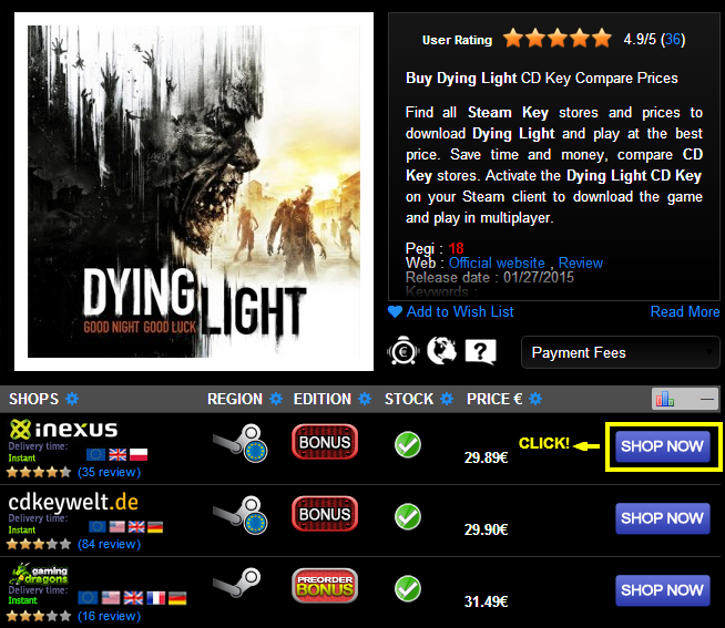 Buy Dying Light CD KEY Compare Prices