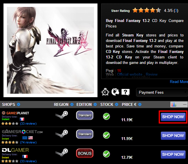 Buy Final Fantasy 13 2 CD KEY Compare Prices