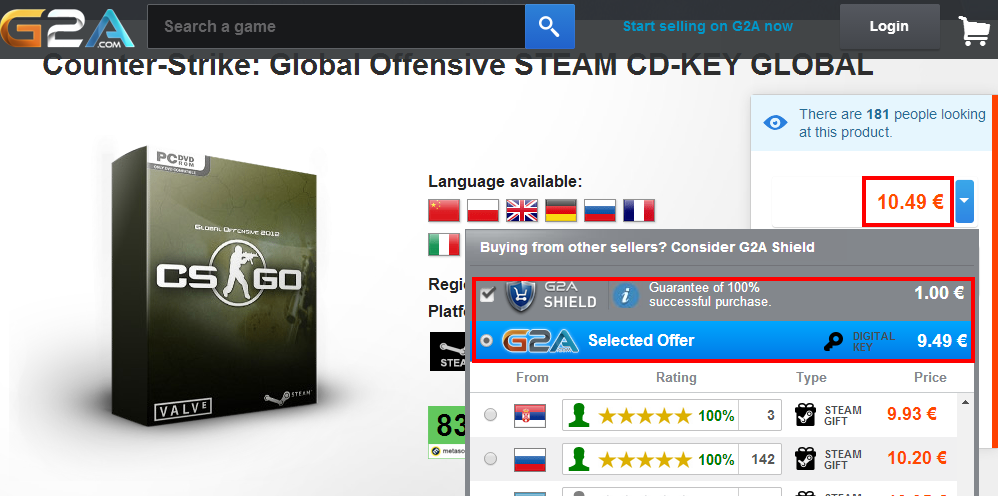 Counter Strike  Global Offensive STEAM CD KEY GLOBAL   Buy cheap   G2A.COM