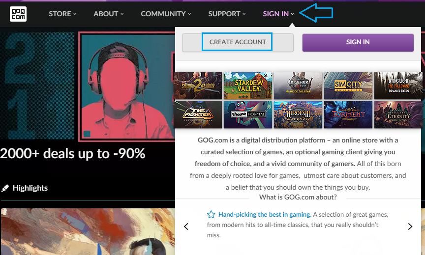 create gog account