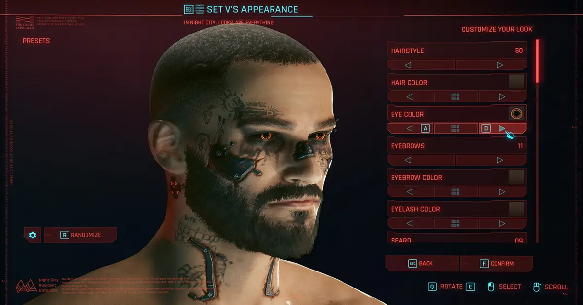 A side-by-side graphical representation of Cyberpunk 2077 UI
