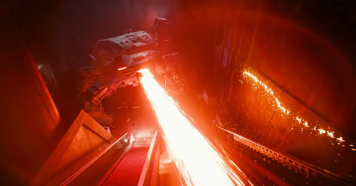 First-person view of V using new abilities from the Relic skill tree during a firefight in Cyberpunk 2077