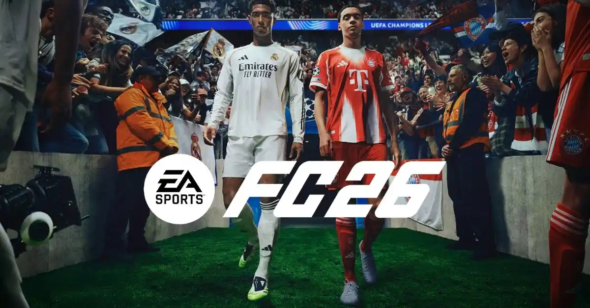 EA Sports FC 26 players celebrating in an international football match