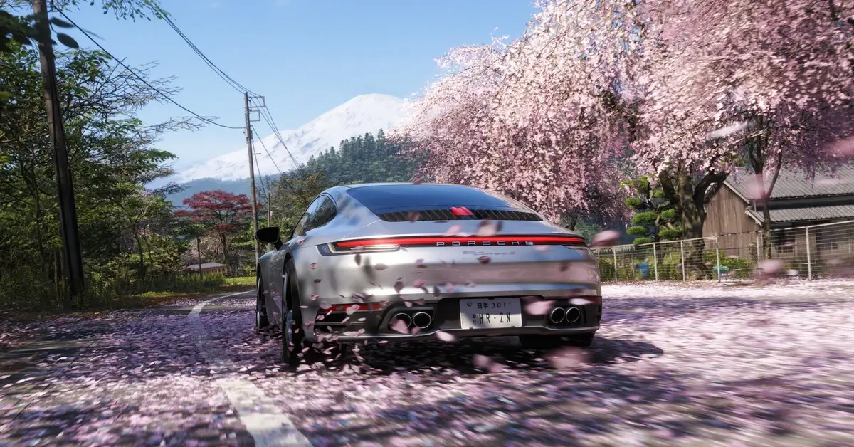 Forza Horizon 6 in-game screenshot Japan cherry blossom road