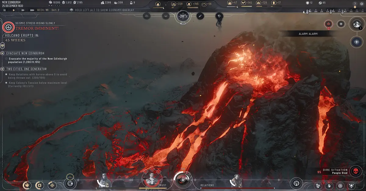 New Edinburgh colony managing volcanic activity in Frostpunk 2 Breach of Trust