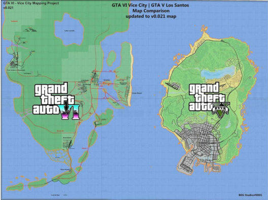 GTA VI recreated map size vs GTA V
