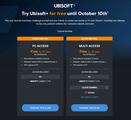 Ubisoft+ free