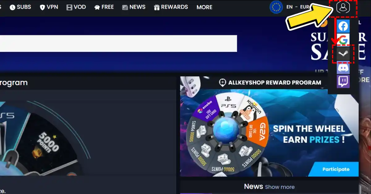 How to create an Allkeyshop Account using Steam