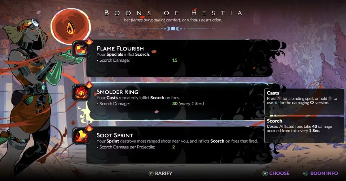 Hades II Melinoë boon selection screen
