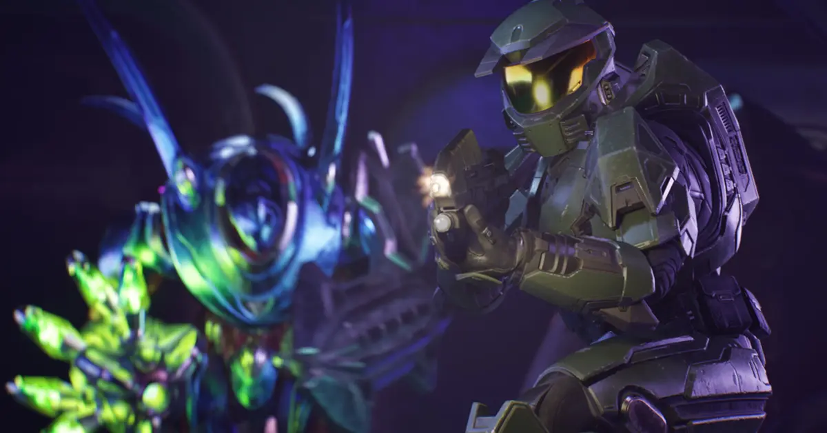 Master Chief standing in an Unreal Engine 5 environment for Halo Campaign Evolved on PC and consoles