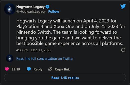 Hogwarts Legacy PS4 and Xbox One launch delayed by a month