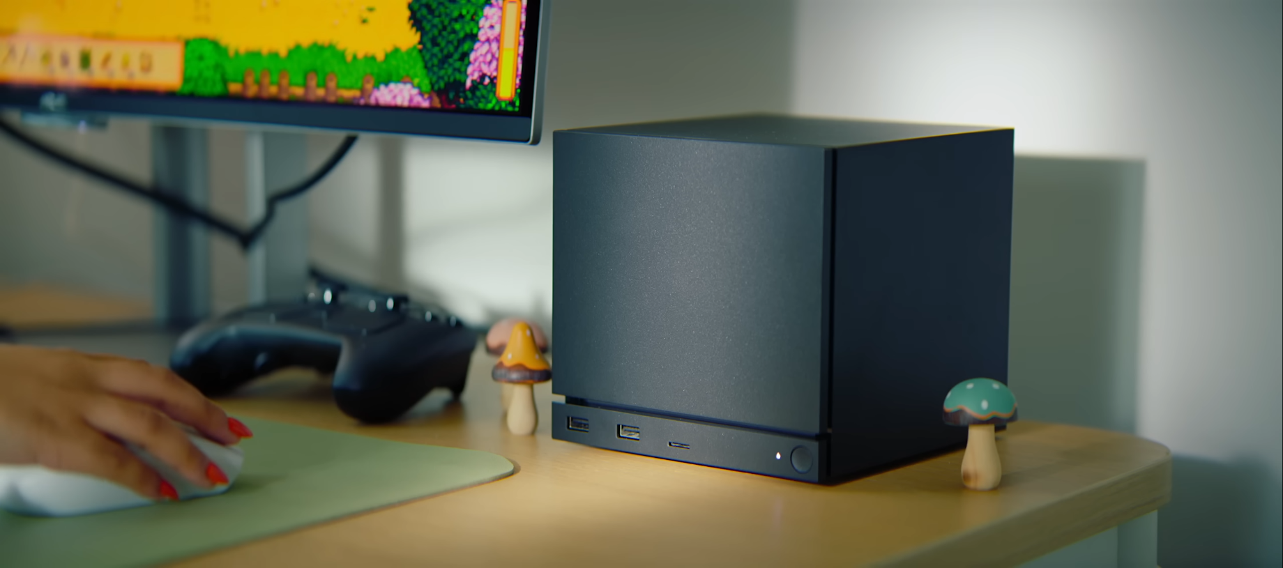Steam Machine up close on a desk