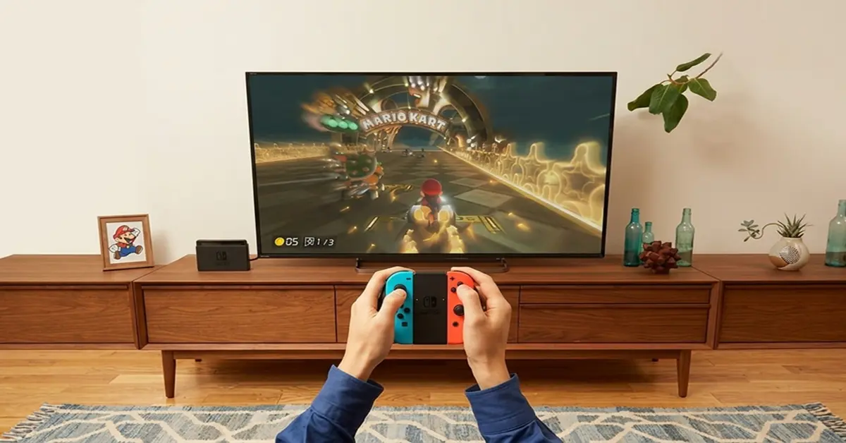 Mario and Luigi racing in Mario Kart 8 Deluxe on Nintendo Switch.
