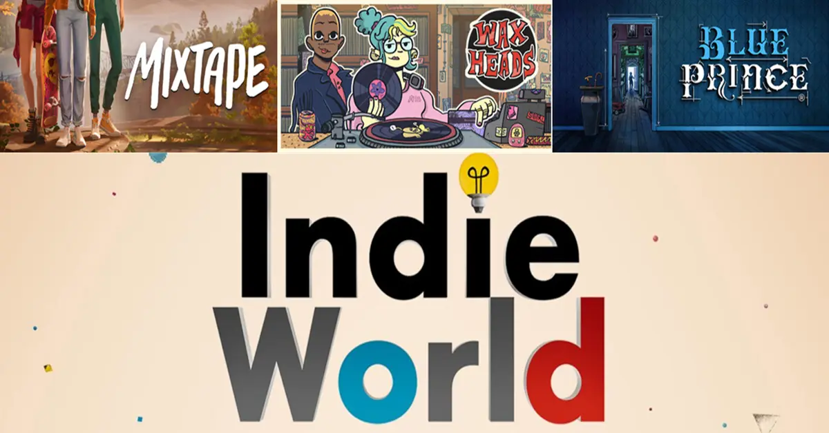 A colorful collage featuring cheap indie PC games May 2026 including Mixtape, Wax Heads, and Blue Prince.