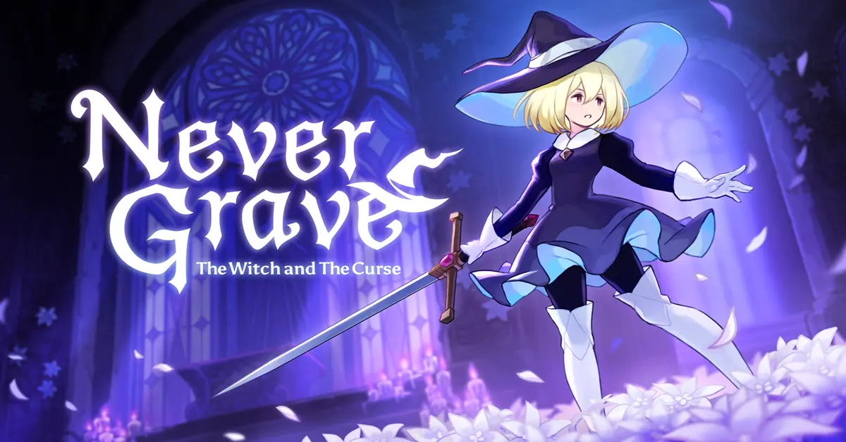Never Grave The Witch and The Curse main character wearing a cursed hat in a dark dungeon.