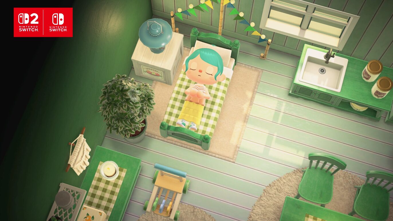 female villager sleeping in her bed