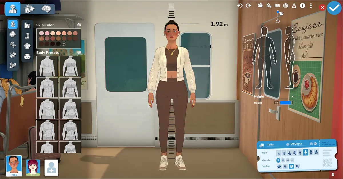 The advanced Paramaker character creator and grid-free building interface in Paralives