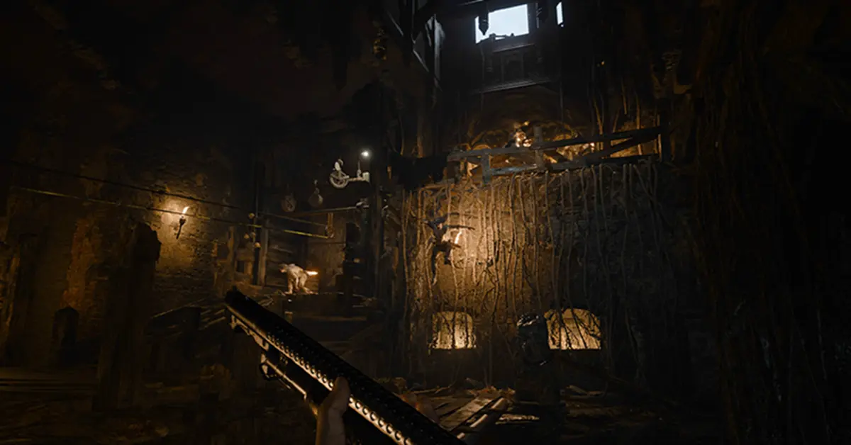 Ethan Winters exploring the mysterious village.