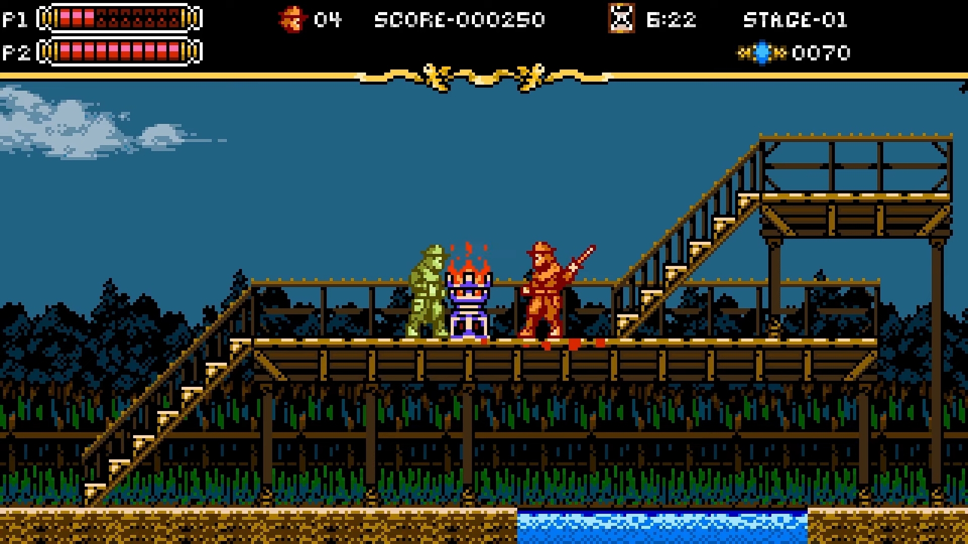 The two-player cooperative mode brings a collaborative dynamic to the punishing 21-stage campaign.