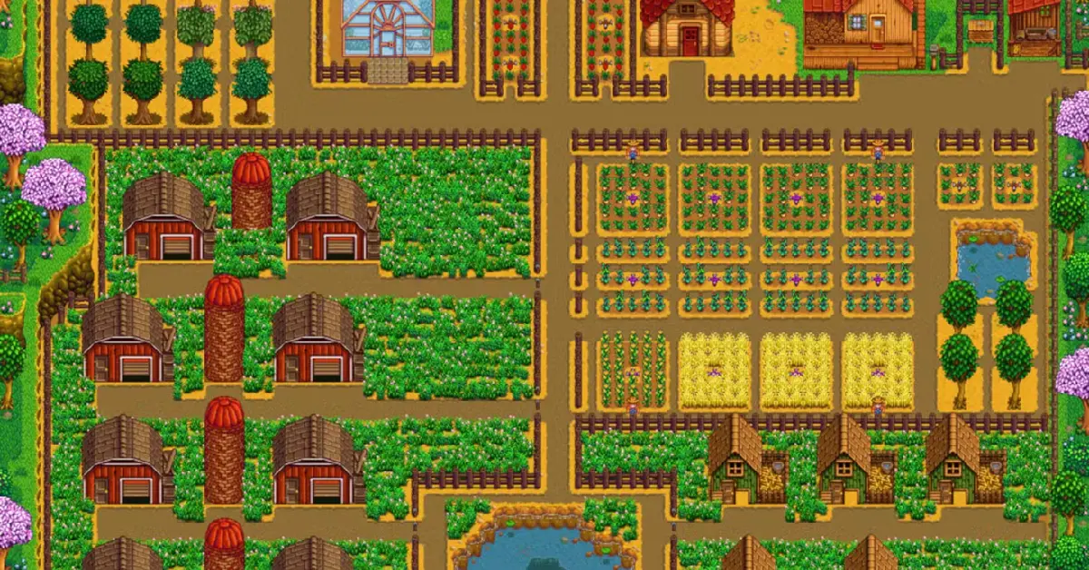 Beautifully customized Stardew Valley farm layout