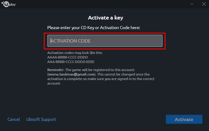 Uplay Activation Key Code