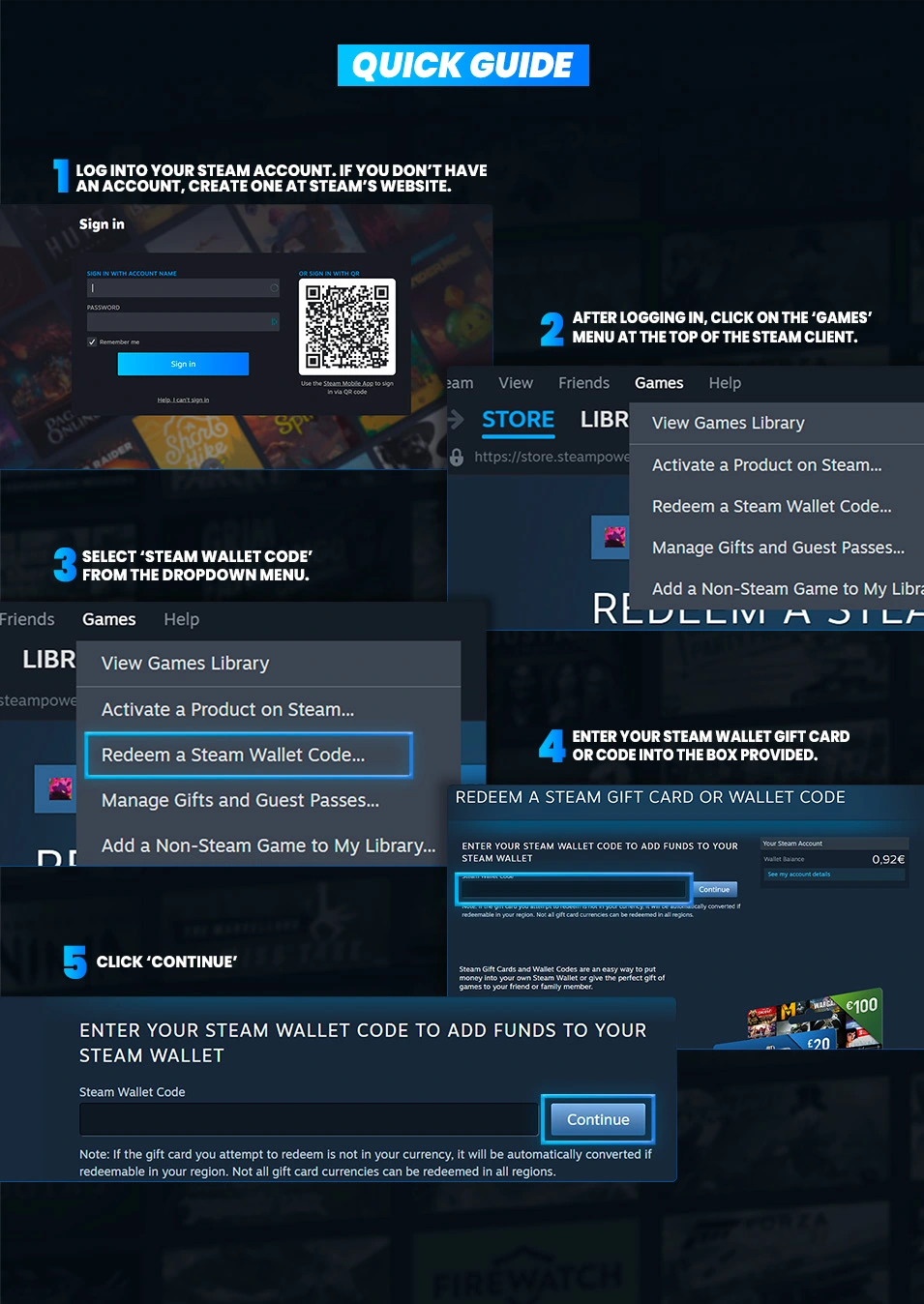 Complete Guide for Steam code or Gift Cards activation process