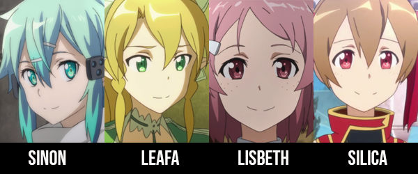 Sinon, Leafa, Lisbeth and Silica