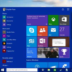 Windows 10 Pro Start Menu