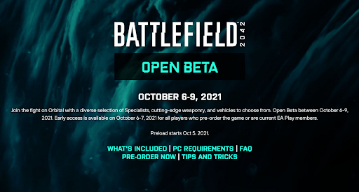 when is the bf 2042 open beta?