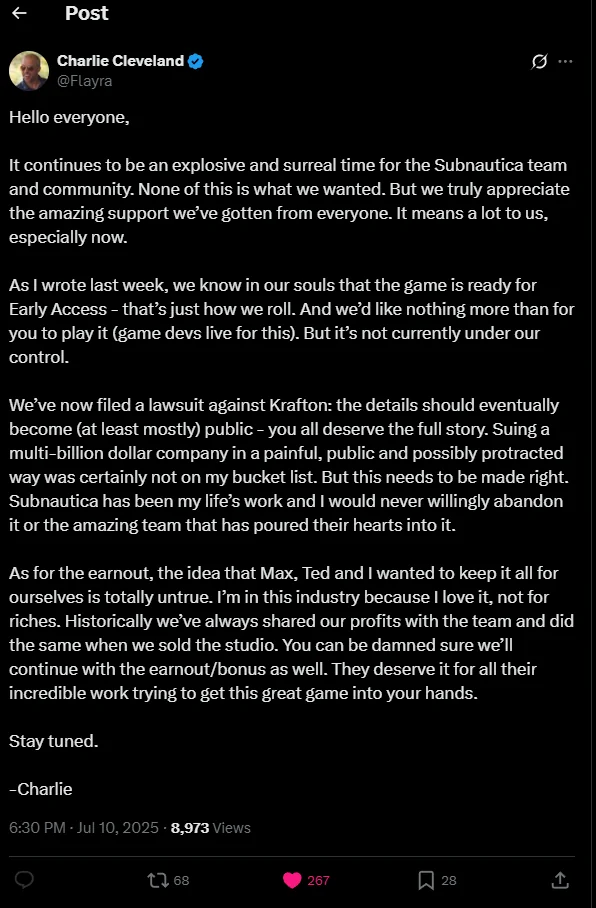 Unknown Worlds Files Lawsuit Against Krafton