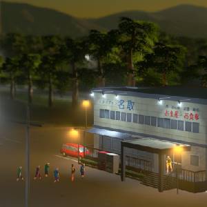 Cities Skylines Content Creator Pack Modern Japan - Gasoline Station at Night