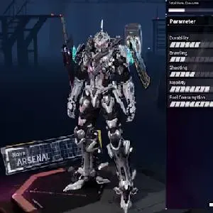 Daemon X Machina: Titanic Scion Loadout Screen