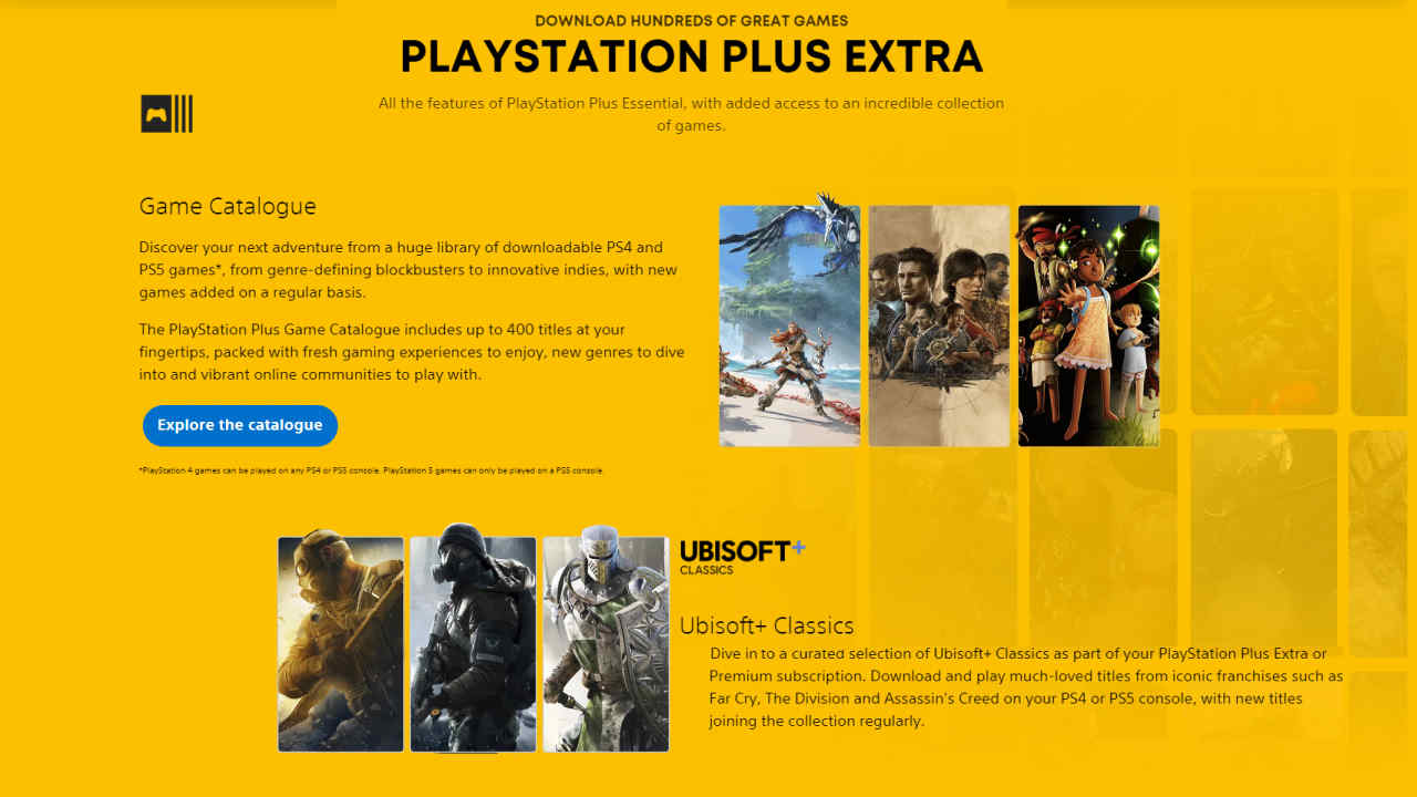 PlayStation Plus Essential, Extra, and Premium subscriptions: Sony