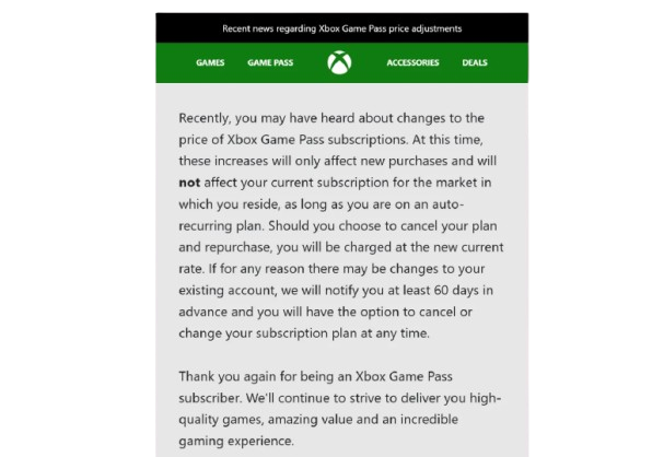 Microsoft email to delay Game Pass Ultimate price increase