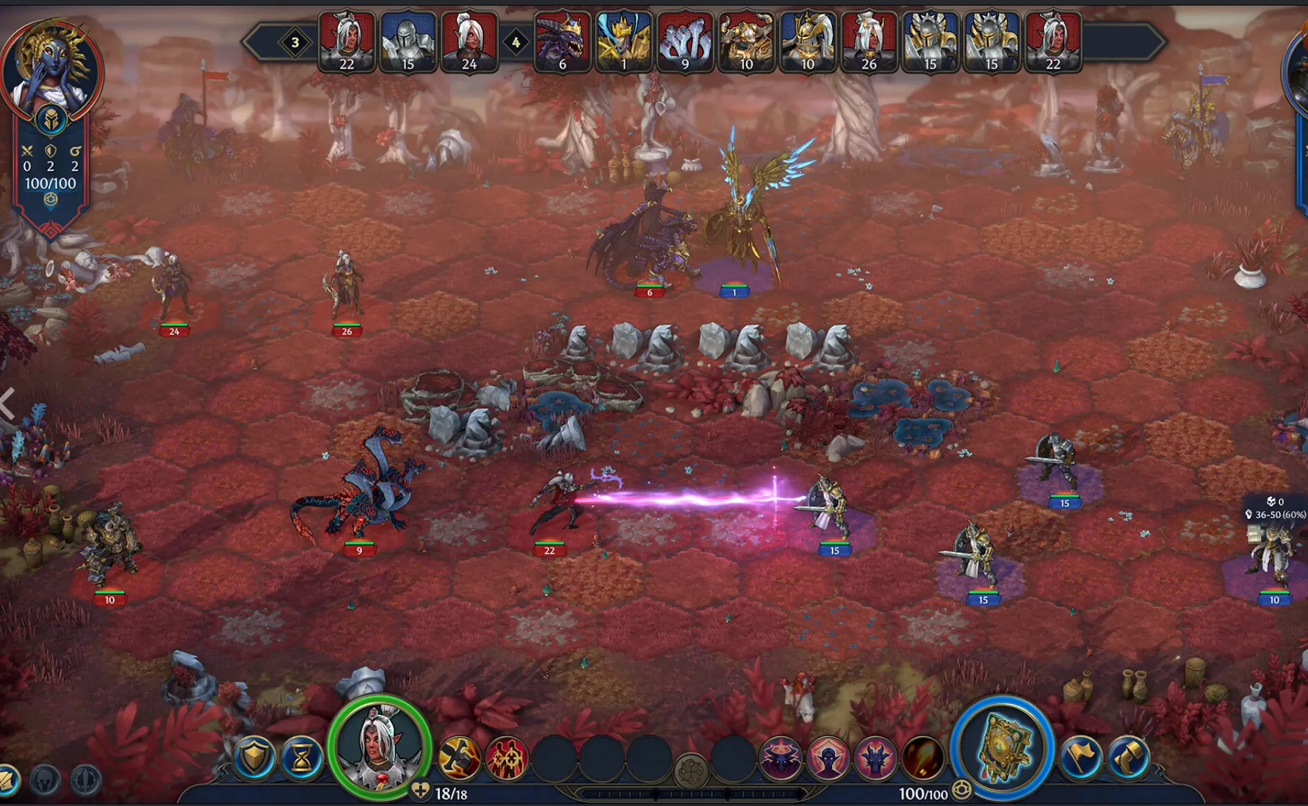 Heroes of Might and Magic Olden Era tactical combat battle with spell effects