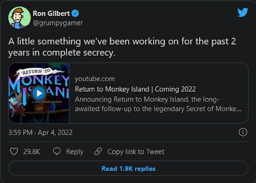 when does Return to Monkey Island release?