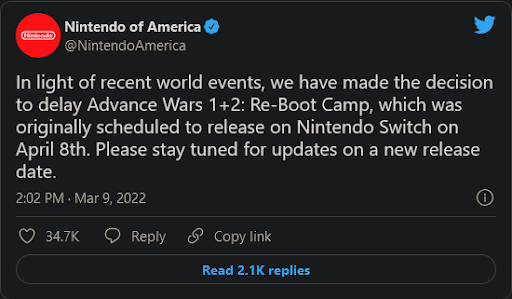 when does Advance Wars 1+2: Re-Boot Camp release?