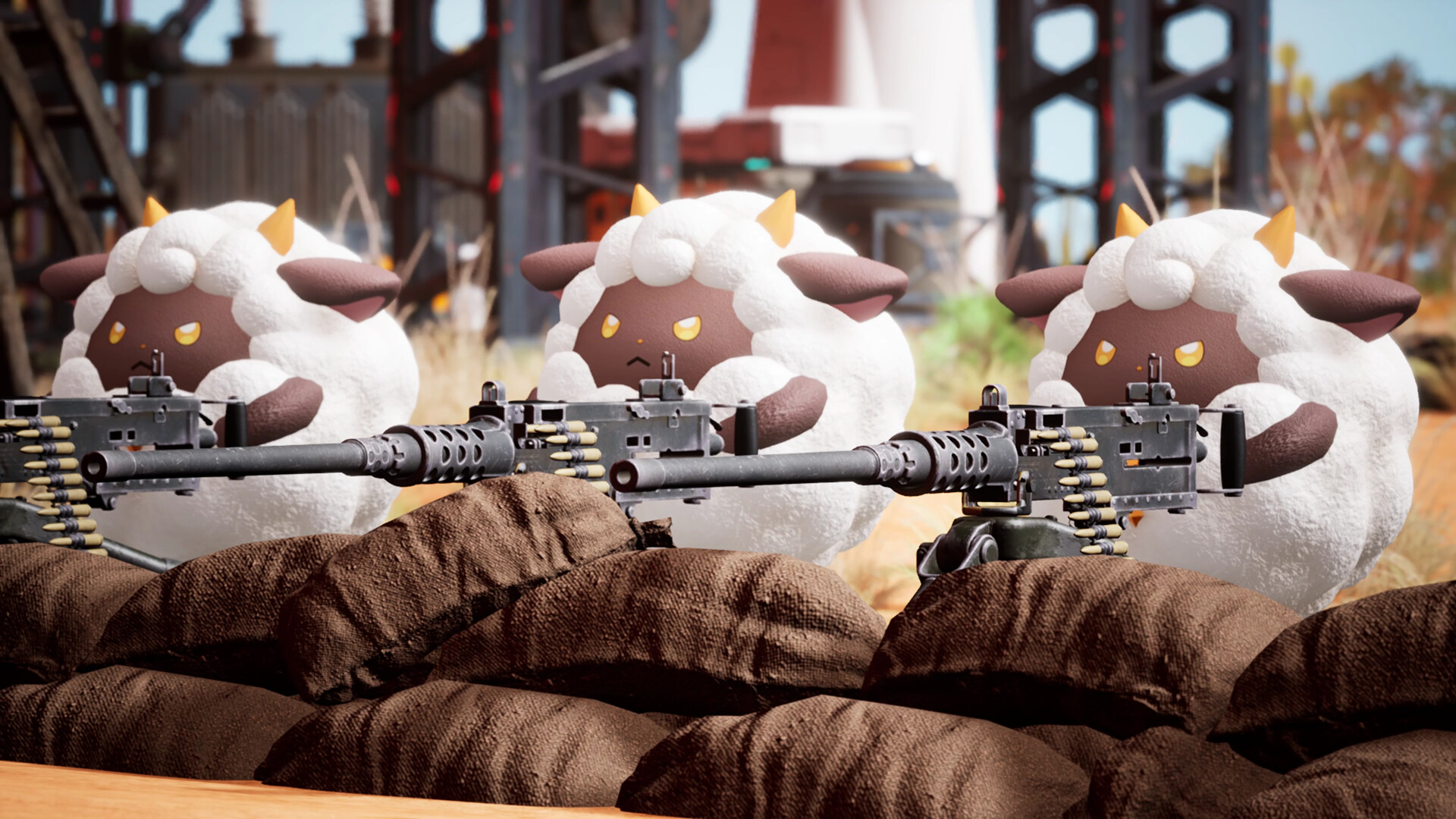 Palworld gameplay scene with Pals