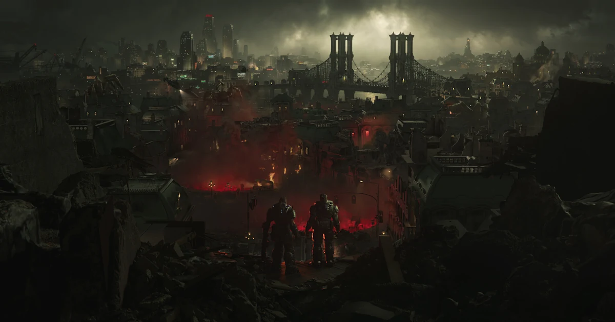 Marcus Fenix and Dom Santiago return in Gears of War: E-Day, set entirely in the city of Kalona Marcus Fenix and Dom Santiago return in Gears of War: E-Day, set entirely in the city of Kalona