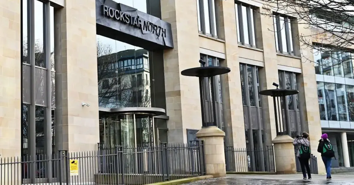 Rockstar North Edinburgh headquarters entrance signage