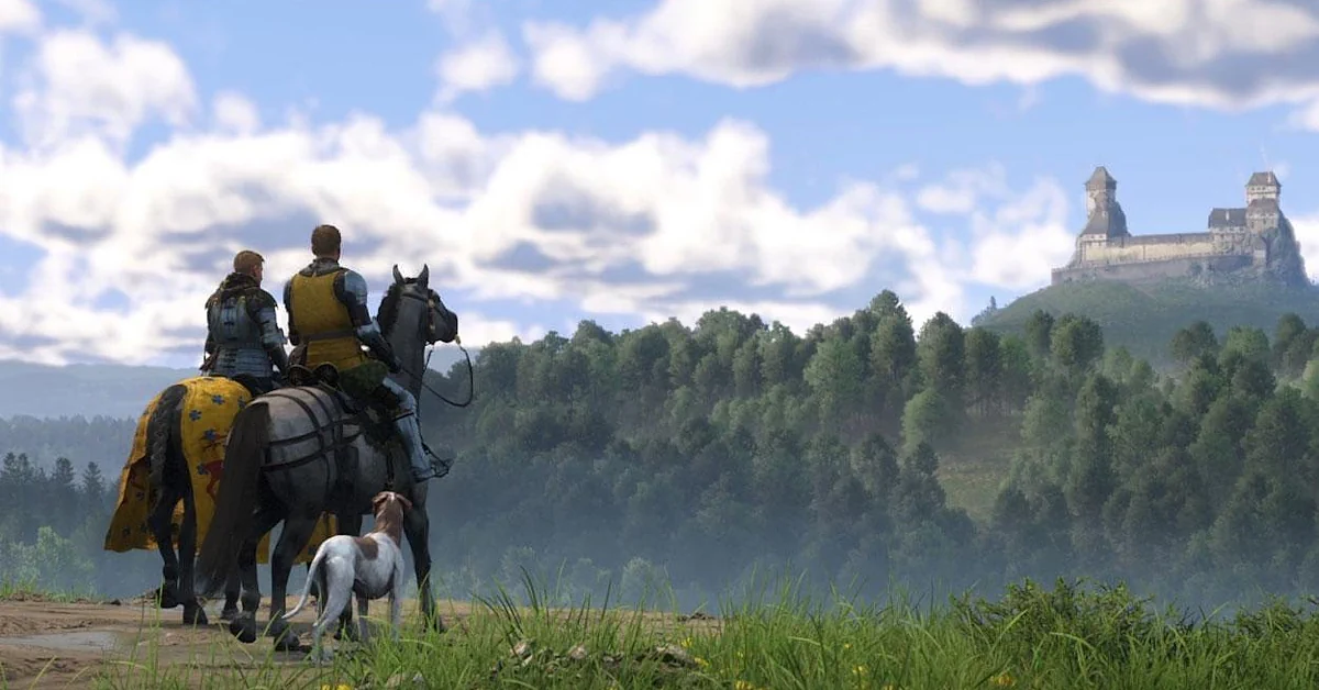 Henry looking over a medieval landscape in Kingdom Come: Deliverance 2