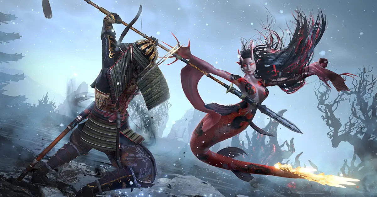 Nioh 3 protagonist preparing for combat in the new open field environment