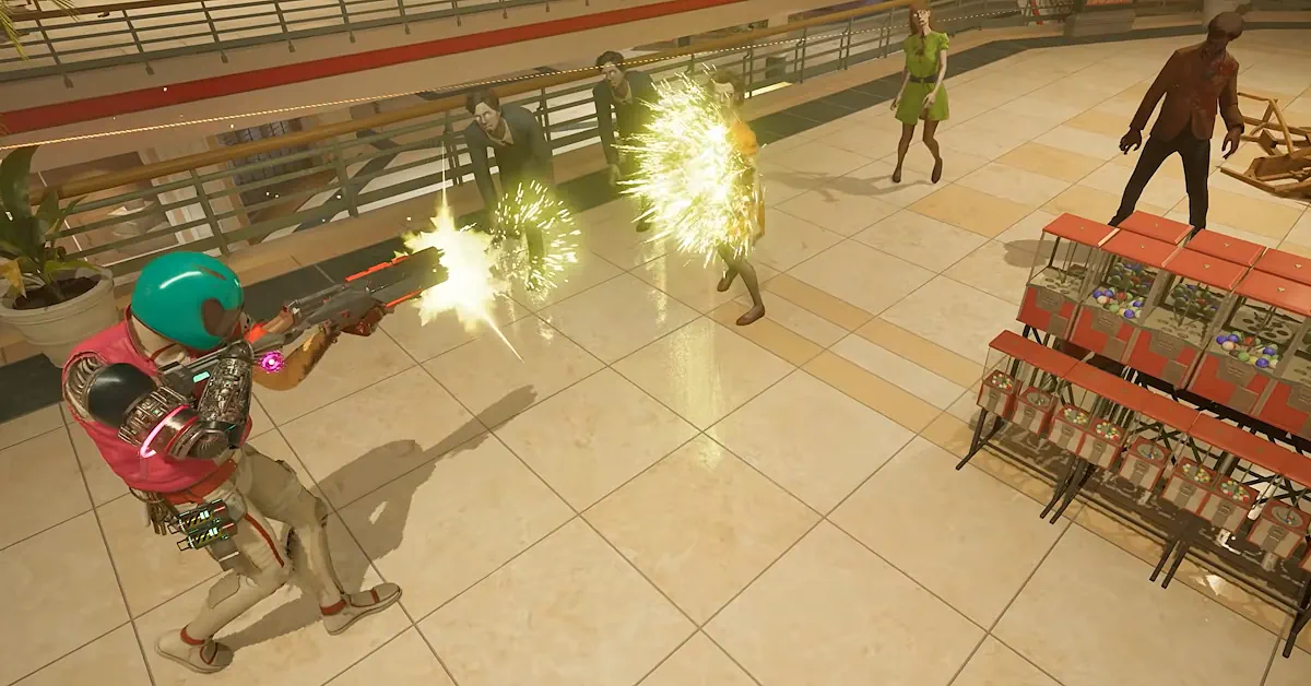 The latest update introduces a brutal crossover with cult-classic Hotline Miami
