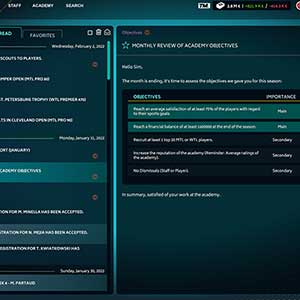 Tennis Manager 2022 - Messages