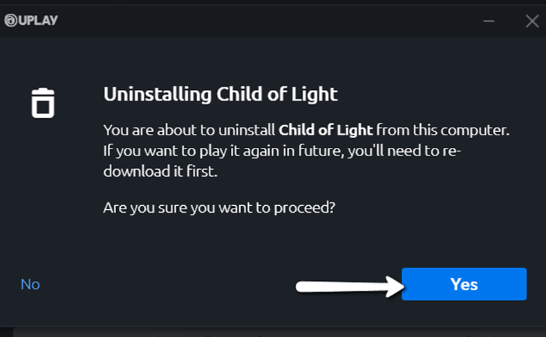 Uplay uninstall game validation